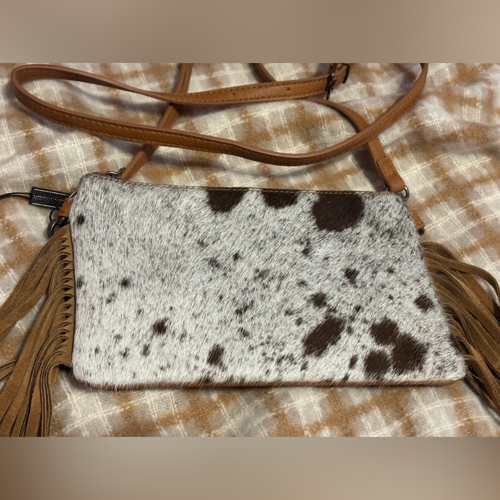 Montana west Cowhide fringe crossbody purse